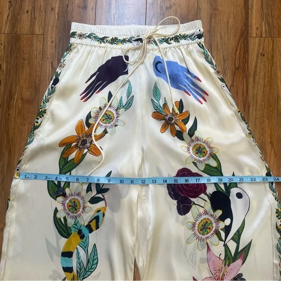 ALÉMAIS Meagan Novelty Printed 100% Silk Pants Size US 2 - Picture 16 of 16